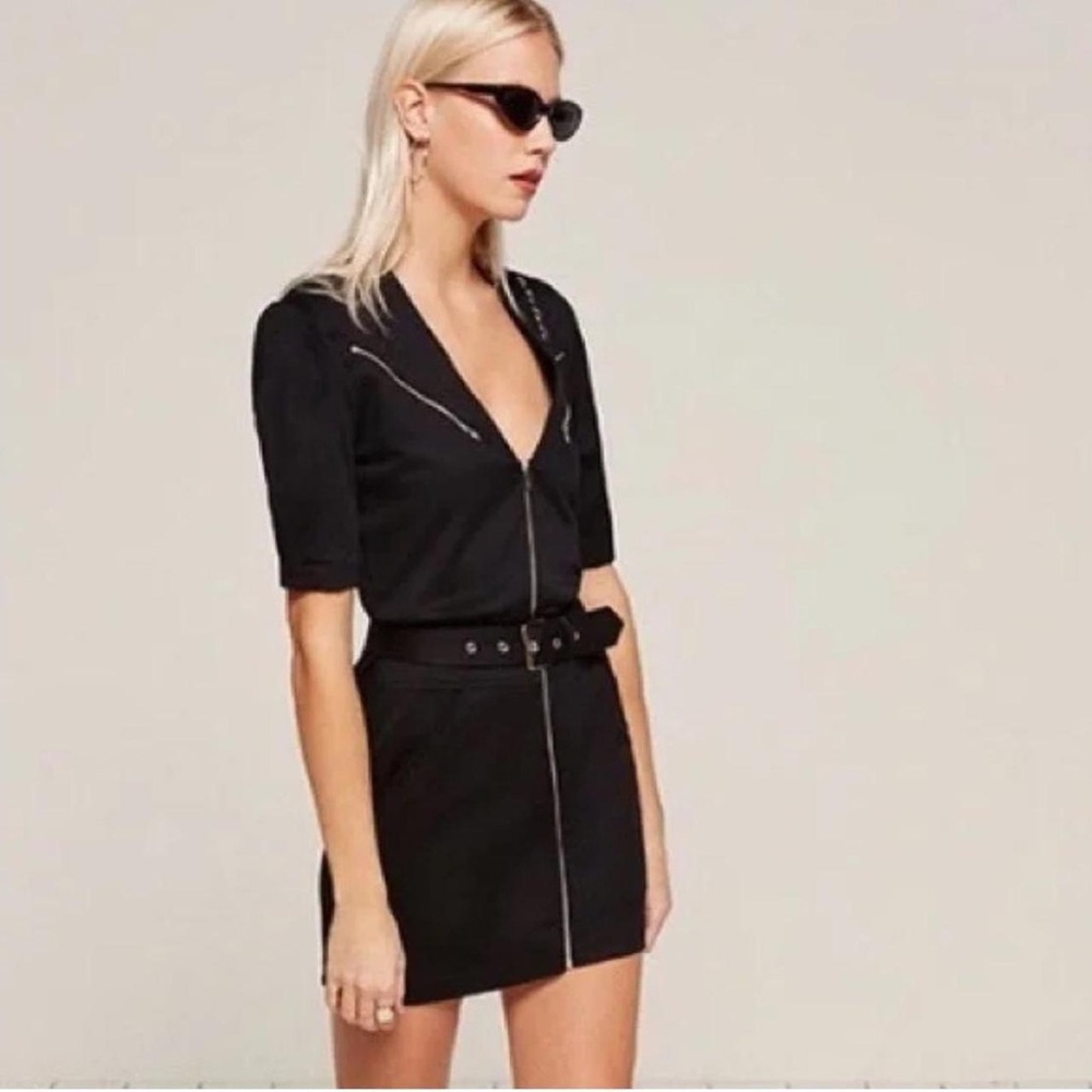 Reformation Pax Zippered Moto Mini Dress Size 10 Great Condition